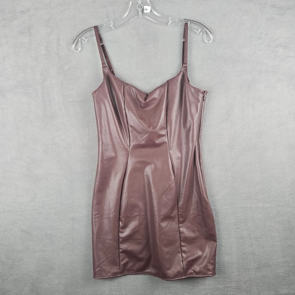 PINK Victoria's Secret Mauve Faux Leather Midi Slip Dress